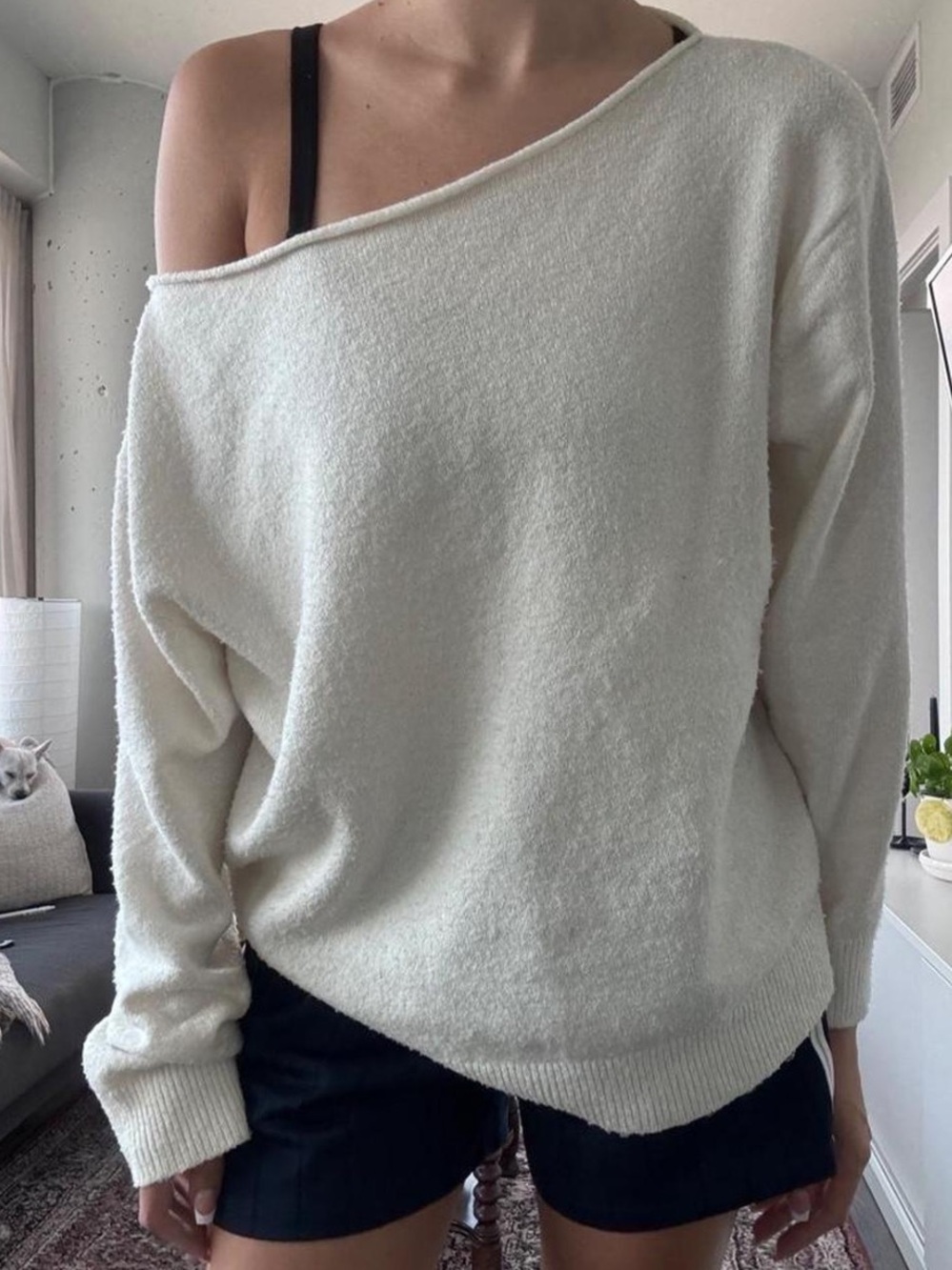 Women’s Off-Shoulder Cozy Knit Sweater in Cream